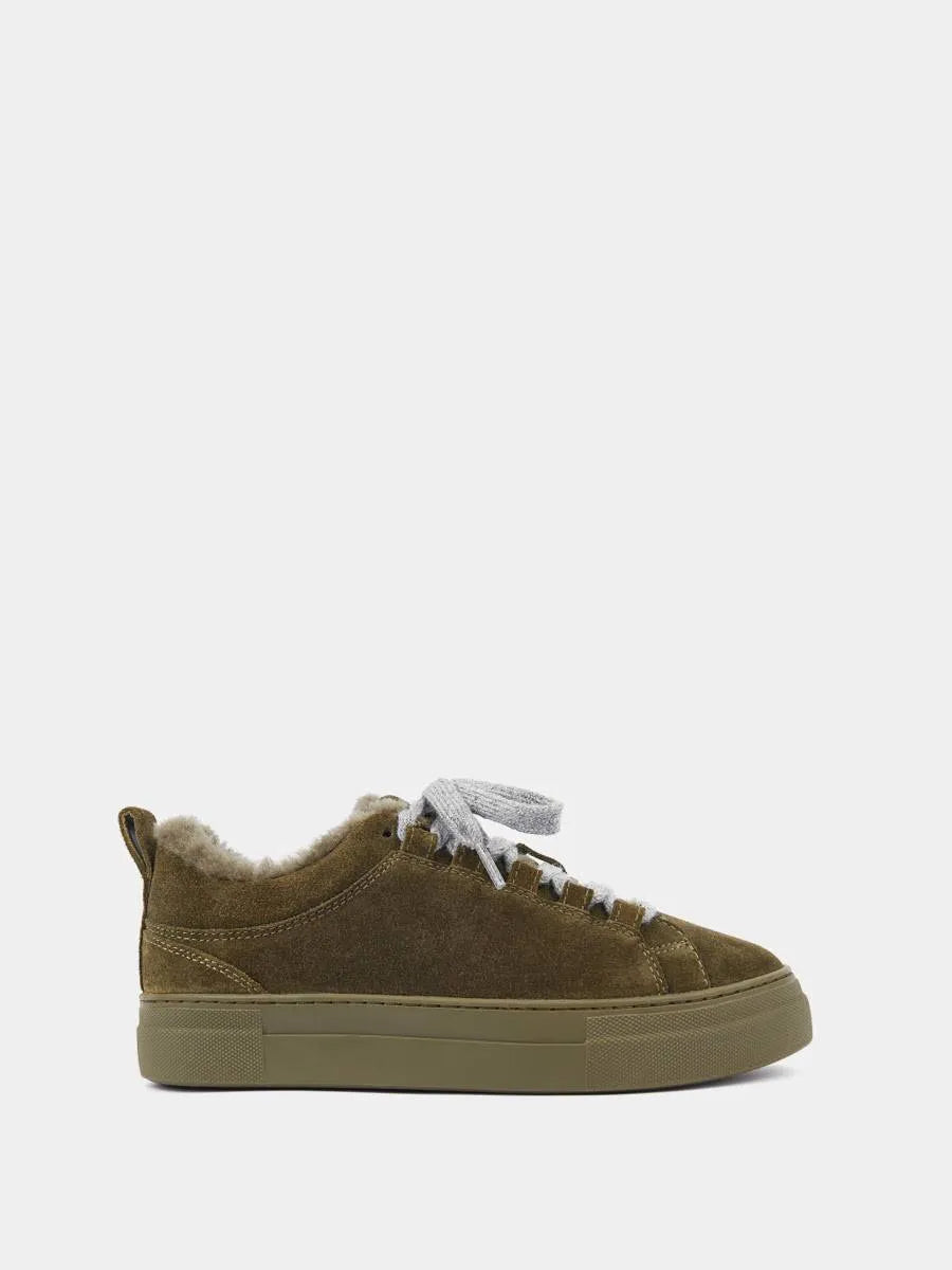Suede fur-lined sneakers