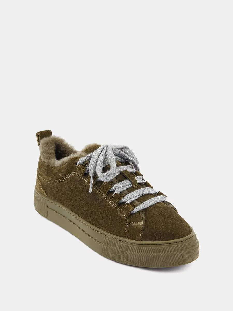Suede fur-lined sneakers