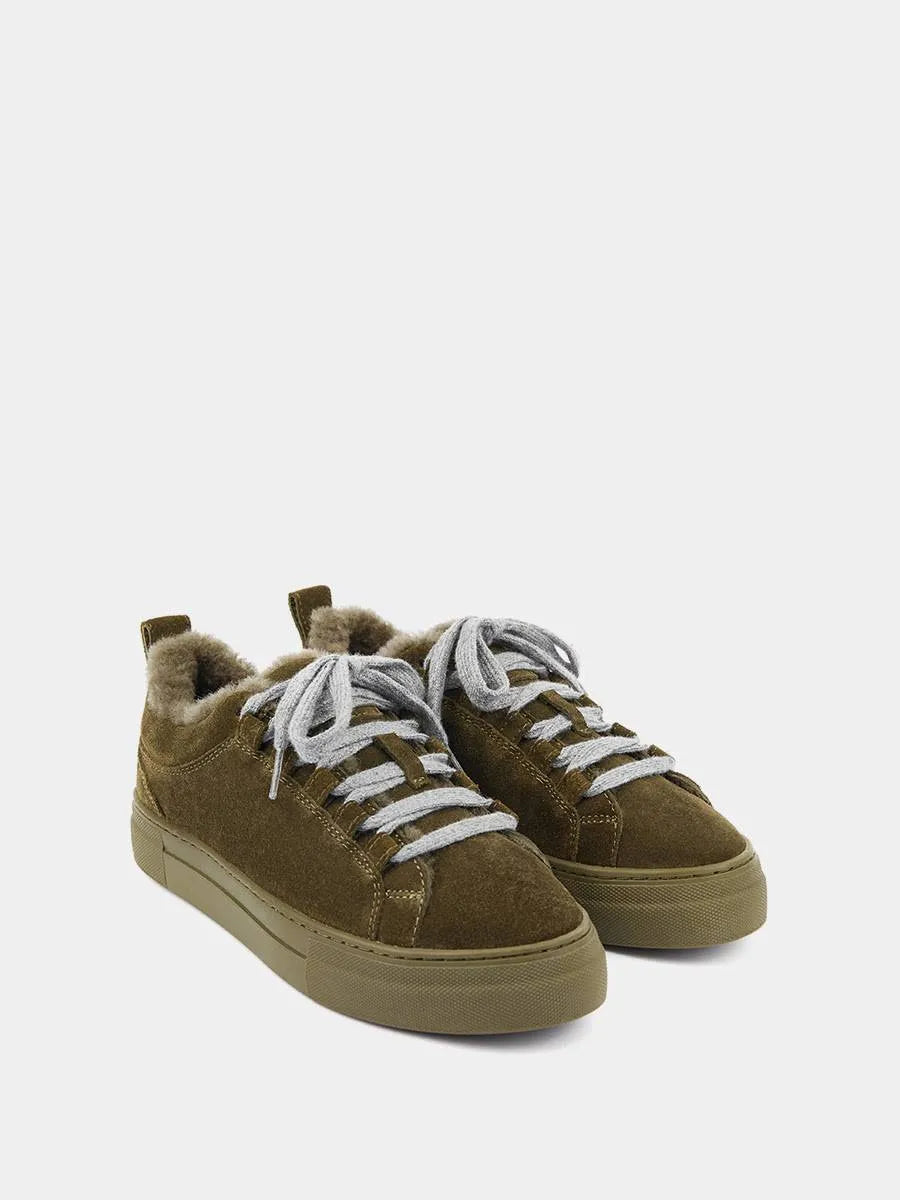 Suede fur-lined sneakers