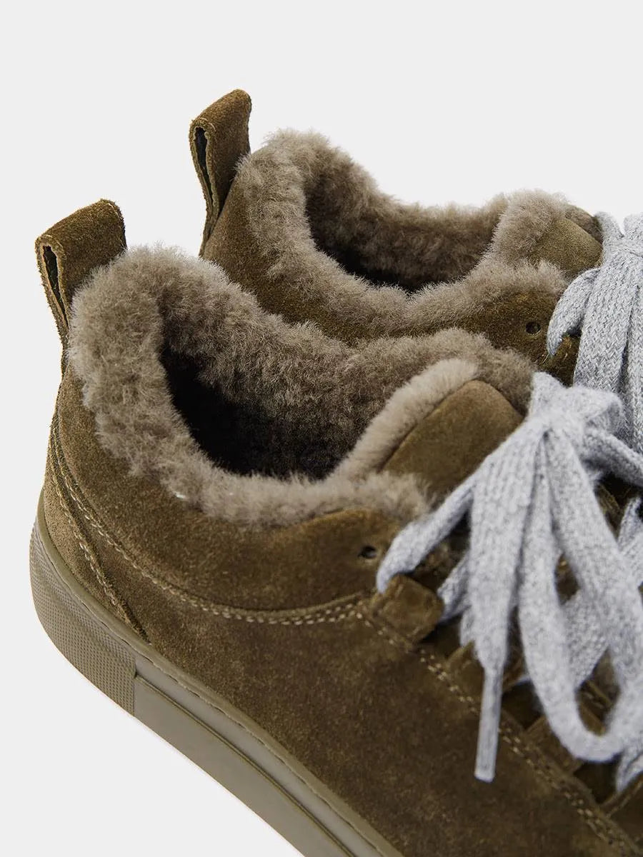 Suede fur-lined sneakers