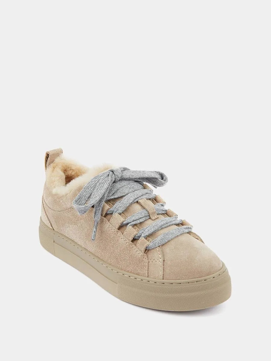 Suede fur-lined sneakers