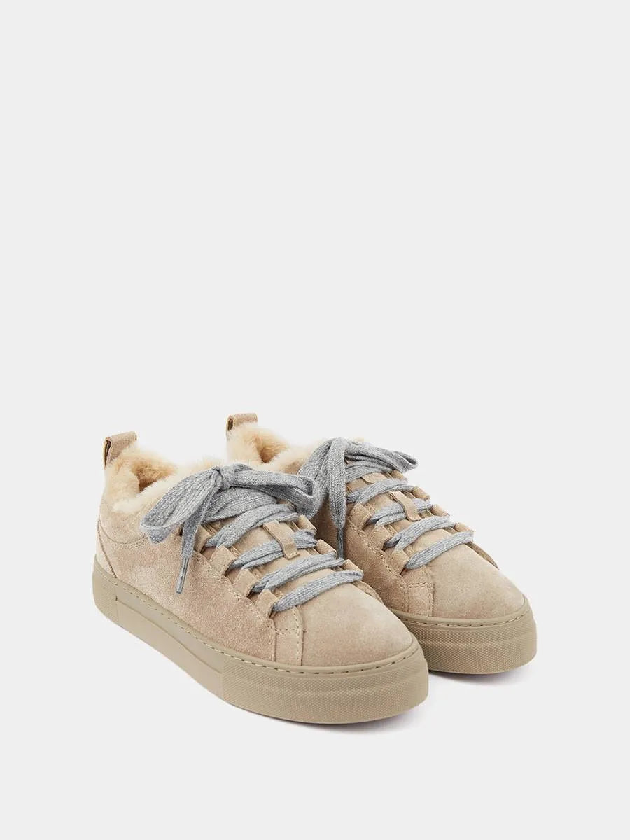Suede fur-lined sneakers
