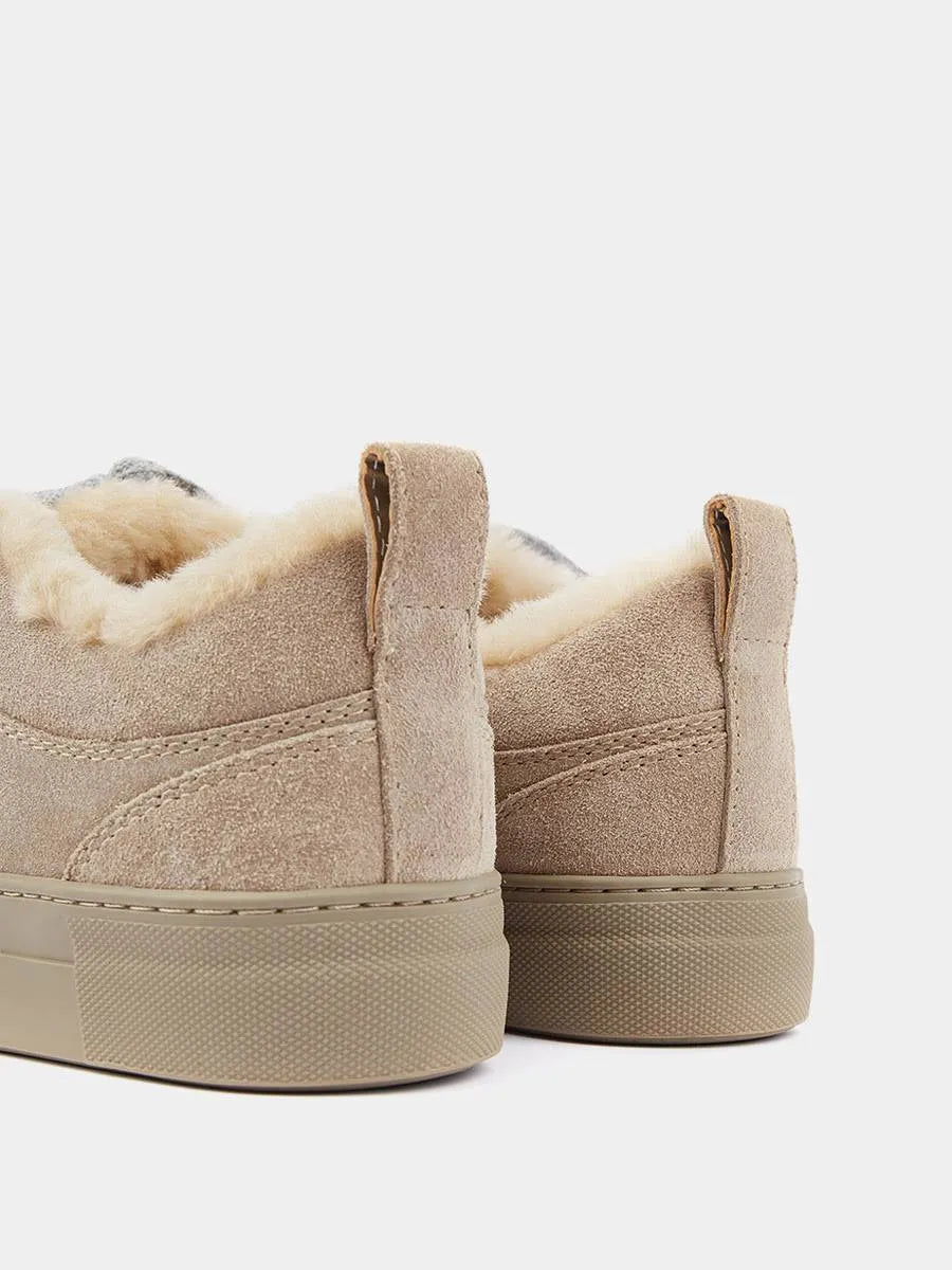 Suede fur-lined sneakers