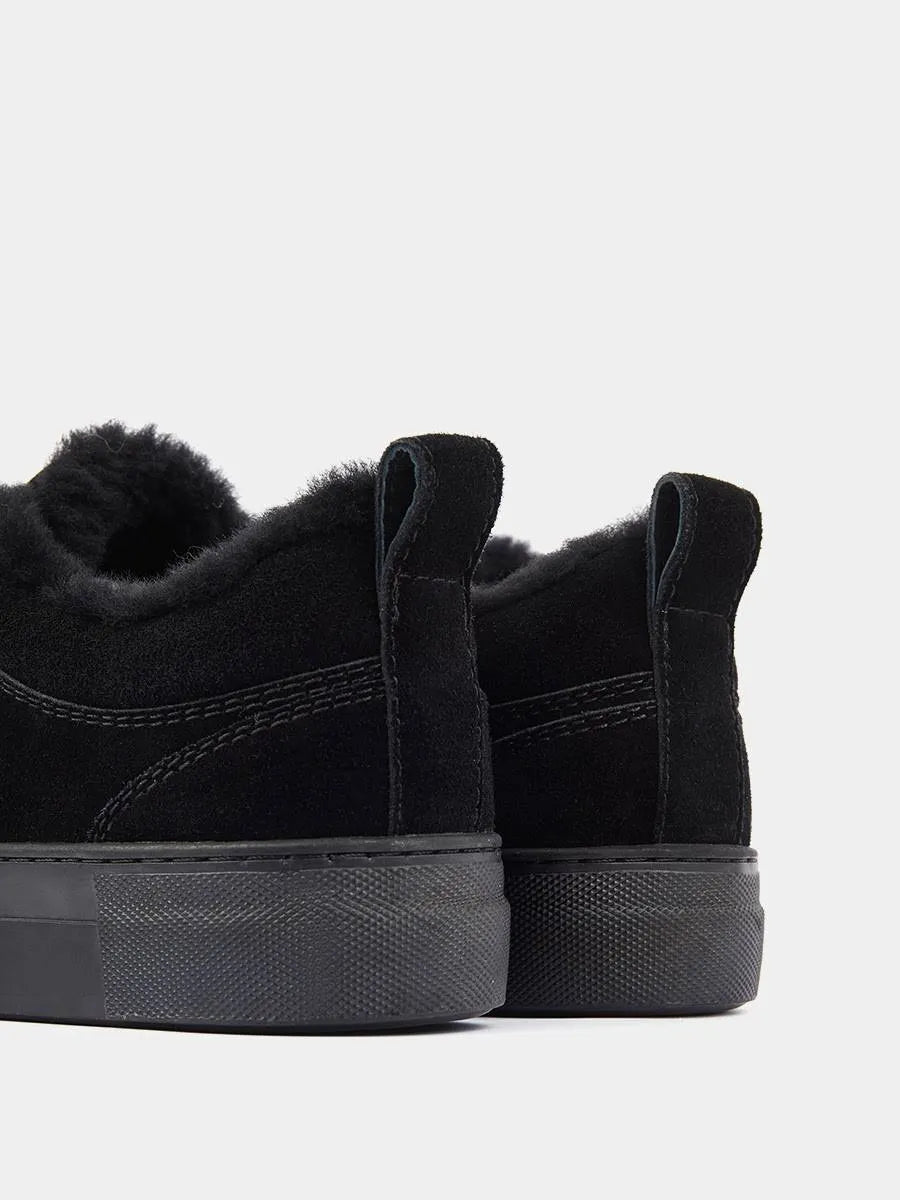 Suede fur-lined sneakers