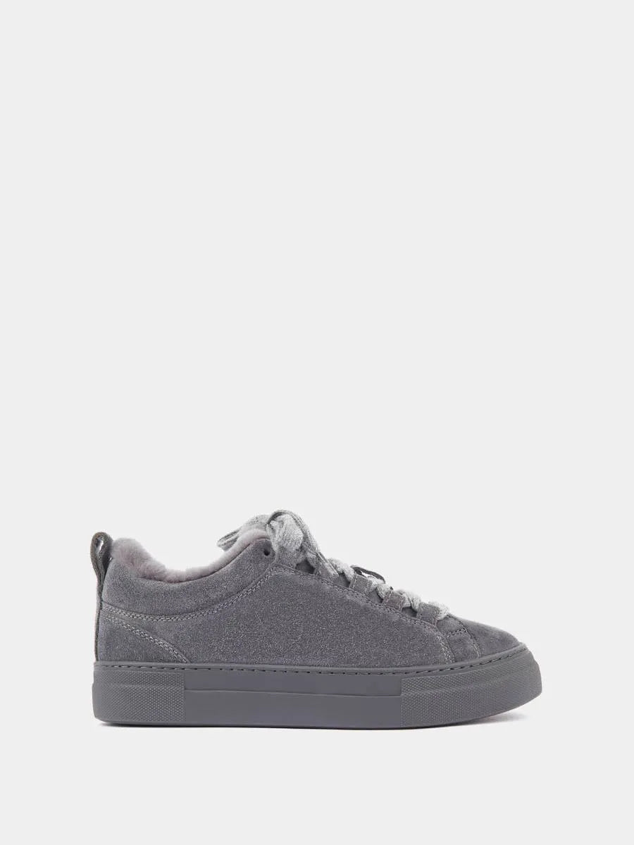 Suede fur-lined sneakers