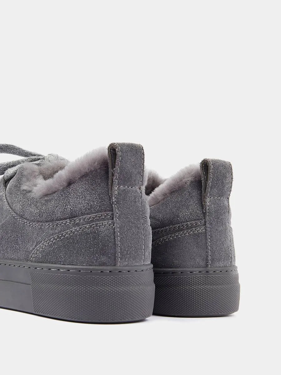Suede fur-lined sneakers