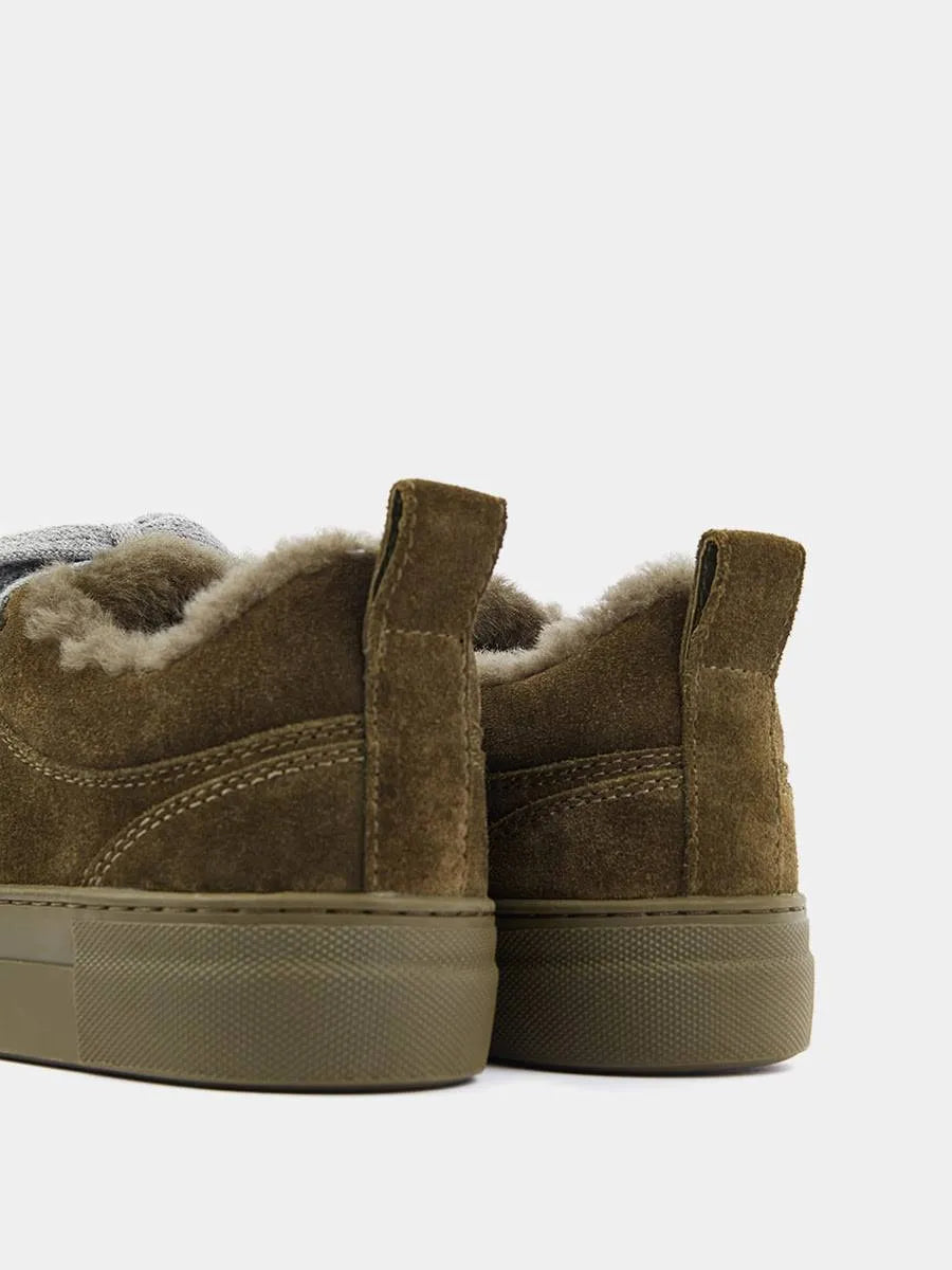 Suede fur-lined sneakers