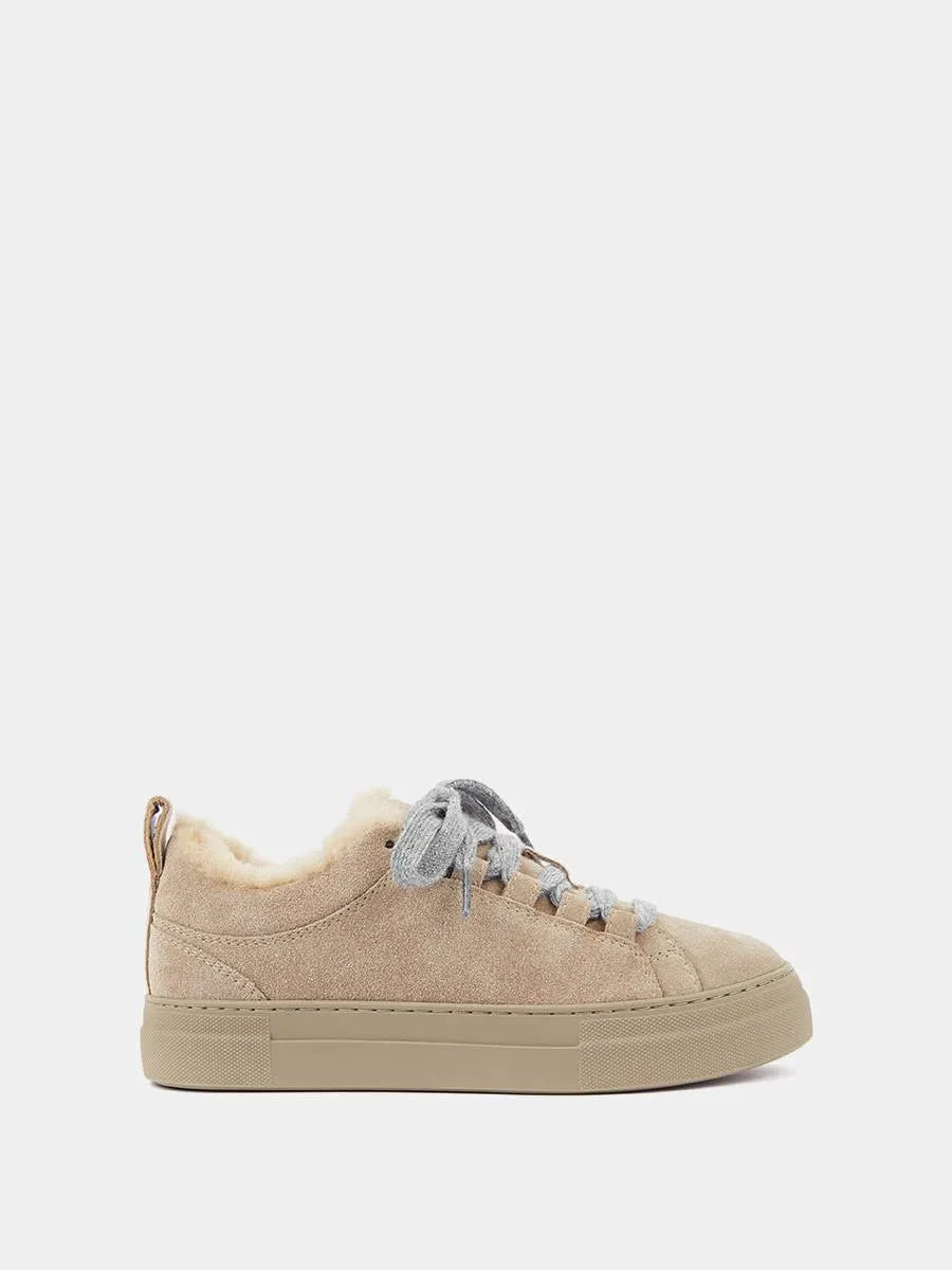 Suede fur-lined sneakers