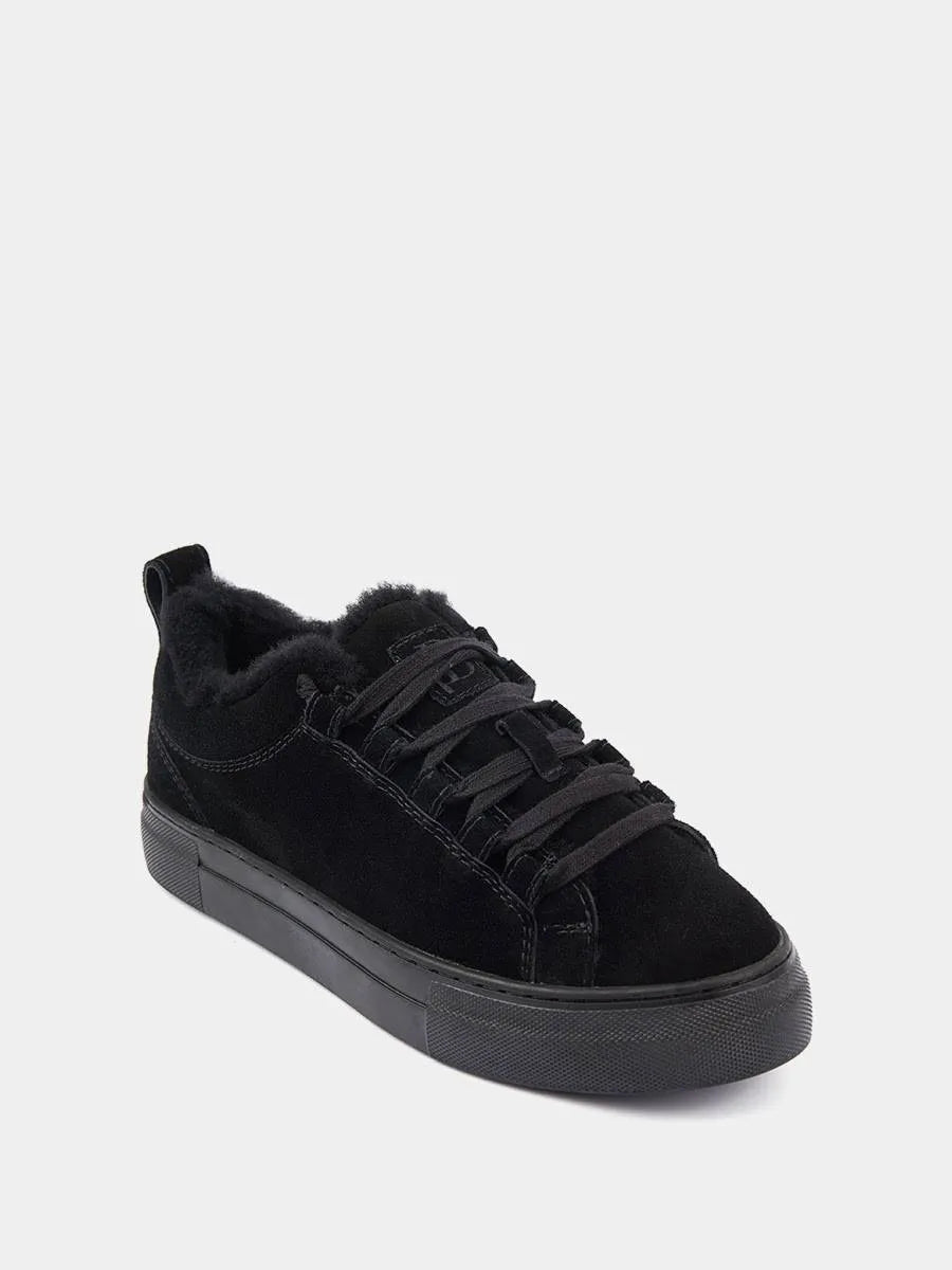 Suede fur-lined sneakers