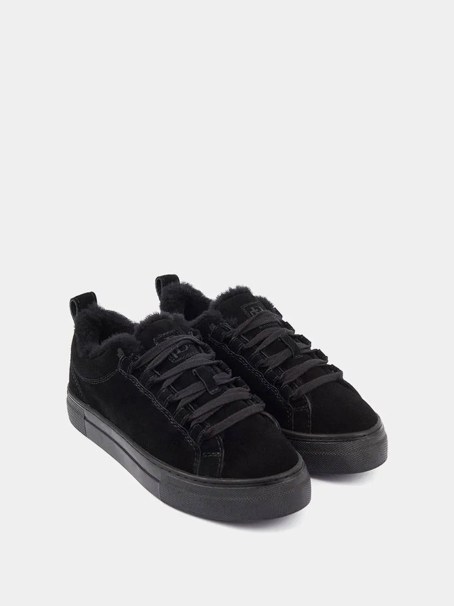Suede fur-lined sneakers