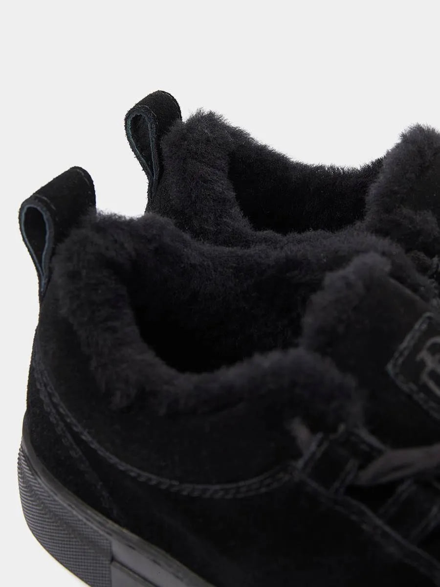 Suede fur-lined sneakers
