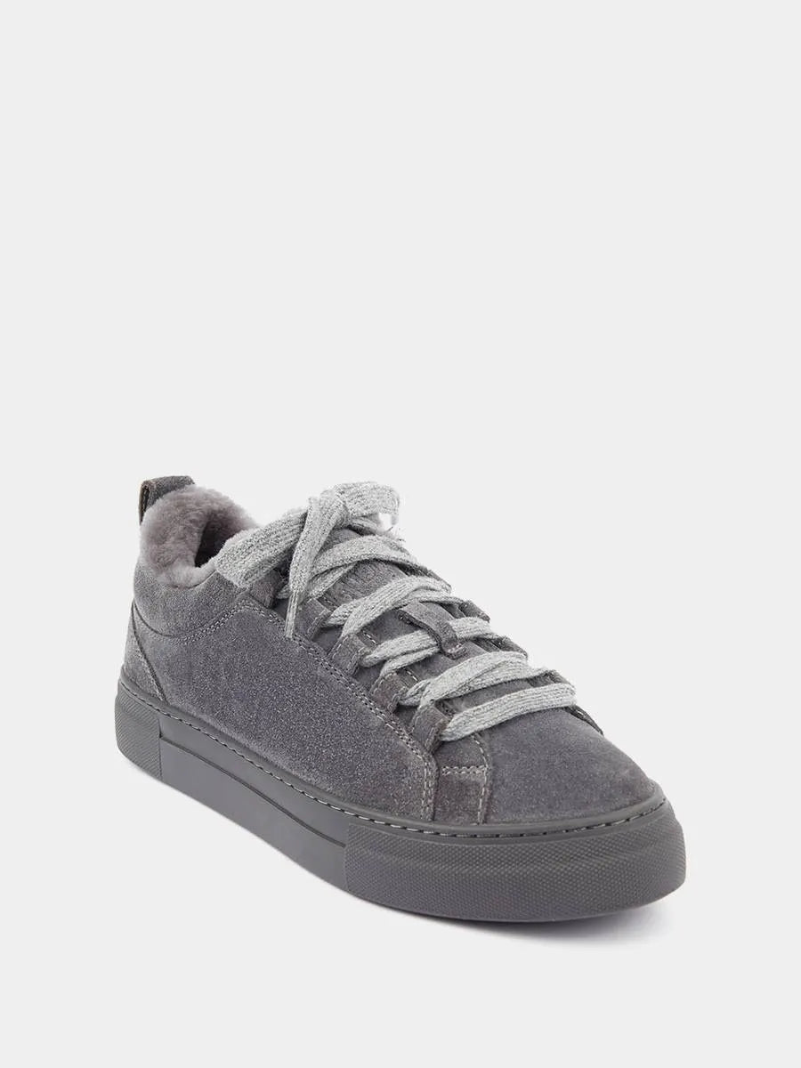 Suede fur-lined sneakers